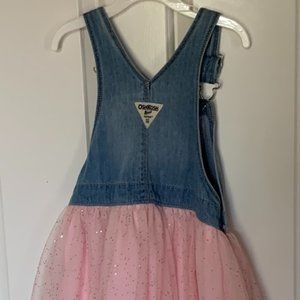 Oshkosh Toddler Girls Unicorn Bib Overalls Dress With Pink Tulle Skirt